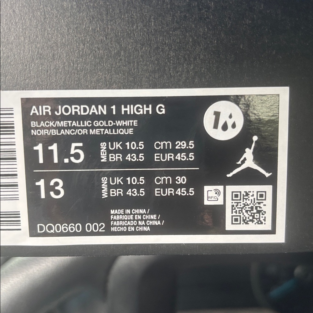 Jordan 1 High G Black and Gold